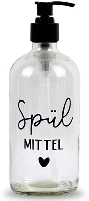 Produktbild von Seifenspender aus Glas, 500 ml – Schwarzer Pumpspender, Spülmittelspender für die Küche, Handseifenspender für das Badezimmer (transparent, Spülmittel)