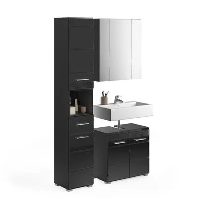 Produktbild von Linus Badmöbelset L2 Schwarz hochglanz, schwarz.