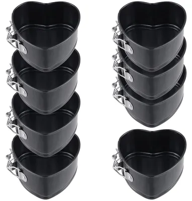 Produktbild von 8-teiliges Herzförmiges Mini-Backformen-Set - Kohlenstoffstahl für Kleine Kuchen