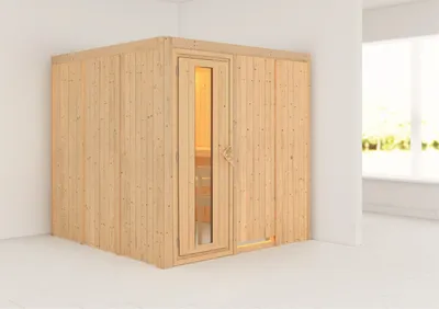 Produktbild von Karibu Sauna Innensauna Rodin Fronteinstieg ohne Zubehör 196x196x198 cm ohne Dachkranz mit Energiespartür