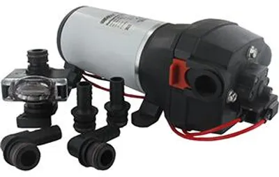 Image de Pompe universelle 12 V / 15 A pour pulvérisateurs – Débit de la pompe 17 l/min. Pression de sortie 2,8 bars/max. Entrée/sortie 3/