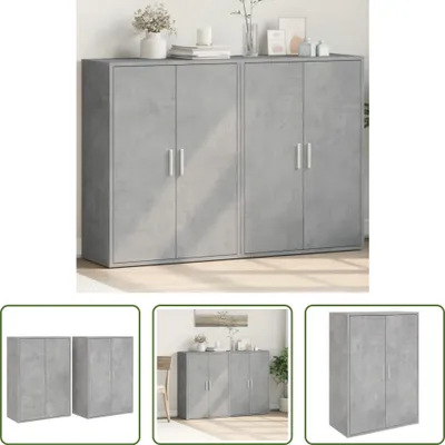 Produktbild von The Living Store Sideboards 2 Stk. Betongrau 60x31x84 cm Holzwerkstoff