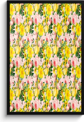 Produktbild von MuchoWow® MuchoWow® Gerahmtes Poster Blumen - Rosen - Muster 60x90 cm - Poster mit zchwarzem Bilderrahmen - Kunst