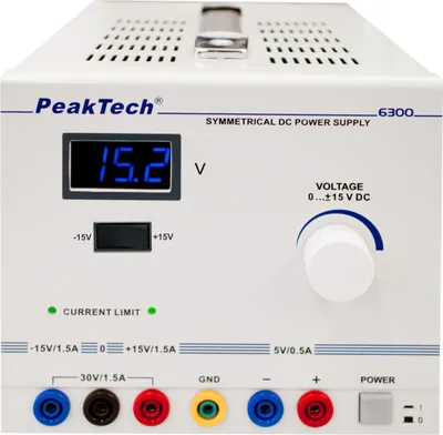 Produktbild von PeakTech P 6300 - DC Linear Labornetzgerät Symmetrisch 0- +/- 15 V / 1,5 A max. 30 V DC