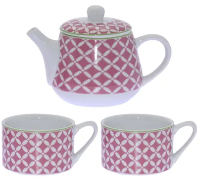 Productafbeelding van Solidchoice - Porseleinen Theepot met 2 Kopjes Set