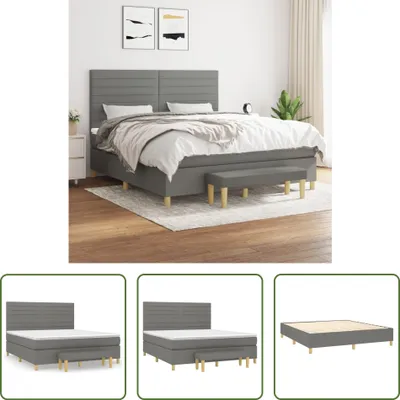 Produktbild von The Living Store Boxspringbett mit Matratze Dunkelgrau 160x200 cm Stoff