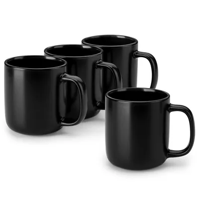 4-tlg Becher mit Griff in Schwarz