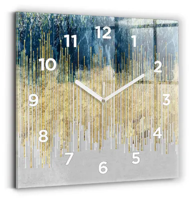 Obrázok produktu pre Wallfluent Hodiny - Sklenené Nástenné Hodiny - Tichý Quartz Strojček - Nástenná Dekorácia Spálňa Kuchyň - Biele Ruky - 30x30 cm - Dekoratívny vzor a zlato