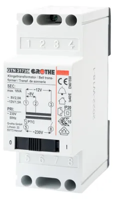 Image de Transformateur de sonnerie Grothe GT 3173 S 4-12V 2/1.5A avec interrupteur secteur (14083)