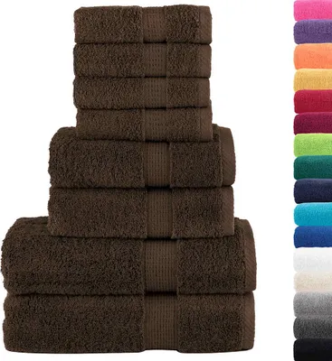 Produktbild von vidaXL 8 tlg. Premium-Handtuch-Set SOLUND Braun 600 g/m²