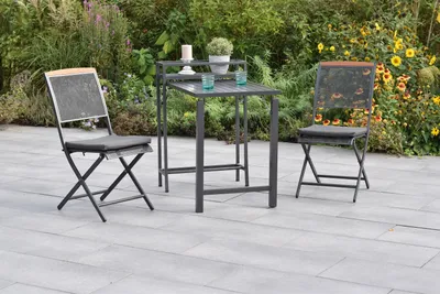 Produktbild von Merxx Gartenmöbel Set Patmos 5tlg., 2 Klappstühle, 2 Sitzauflagen, 1 Balkonklappentisch-Aluminium/Stahl/ Akazie