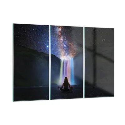 Produktbild von Bilder auf glas - 3 Teile - Wasserfall die Sterne Meditation - 105x70cm - Glasbilder - Wandbilder - Bilder - Wanddekoration aus Glas - Glas Bilder - Wandbild auf Glas - GCE105x70-4774