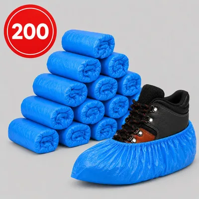 Productafbeelding van 200 stuks - Sterke 40MU - overschoenen - wegwerp - waterdicht - antislip - schoenhoesjes - schoenovertrekken, AI-gegenereerde afbeelding