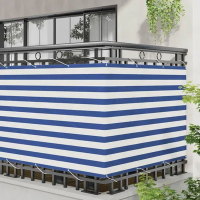Produktbild von Möbel Balkonsichtschutz - Blau - CLORIS Balkonsichtschutz Blau und Weiß 110x200 cm Oxford-Stoff,0.585 Kg - 738234