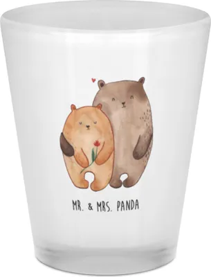 Produktbild von Mr. & Mrs. Panda Schnapsglas Bären Liebe - Transparent - Geschenk, Stamper, Verliebt, Verknallt, Hocheitstag, Gläschen, Hochzeitstag, Shot Glas, Shotglas, Likör, Kuscheln