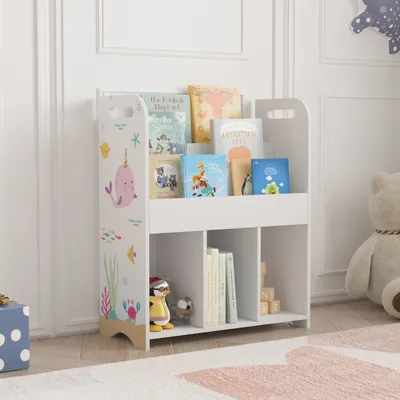 Produktbild von Kinderregal ‘Røyrvik’ mit 6 offenen Fächern 75 x 62 x 29 cm mit Ozean Motiv