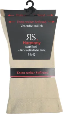Produktbild von 2 Paar Socken Baumwolle Herren extra weit breit ohne Gummi RS Harmony beige Gr. 39/42
