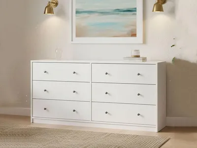 Image de Rick - Crédence, 143x30x68h cm Blanc, 6 Tiroirs