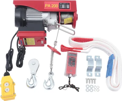 Image de 440 lbs Treuil électrique avec télécommande+interrupteur Ascenseur automatique Palan à câble Ascenseur en fil d'acier pour garage Entrepôts Usines