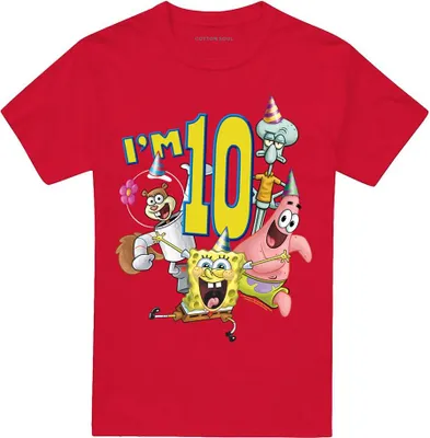 Produktbild von SpongeBob SquarePants - "I´m 10" T-Shirt für Herren/Damen Uni TV28485 (4XL) (Rot)
