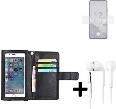 Produktbild von K-S-Trade Handyhülle + Kopfhörer kompatibel mit Nokia X30 5G Schutzhülle Case mit Displayschutz / Schutzfolie schwarz + Kopfhörer Flip Cover