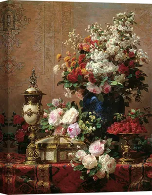Zdjęcie produktu dla Obraz na płótnie, Martwa natura - Jean-Baptiste Robie, Kompozycja z różami - 80x60 cm