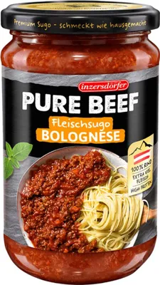 Produktbild von Pure Beef Sugo Bolognese, Tomatensauce mit Rindfleisch, 400 g, Inzersdorfer