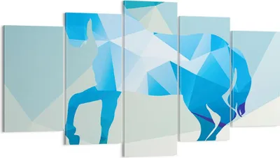 Produktbild von Bild auf Leinwand - Leinwandbild - Pferd Illustration modern Grafik - 160x85cm - Wand Bild - Wanddeko - Leinwanddruck - Bilder - Kunstdruck - Leinwand bilder - Wandkunst - EA160x85-2814