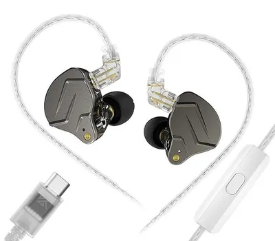 Produktbild von KZ In-Ear Kopfhörer USB-C ZINK-ALUMINIUM UND HARZ-GEHÄUSE Grau TYPE-C mit Mikrofon ZSN PRO
