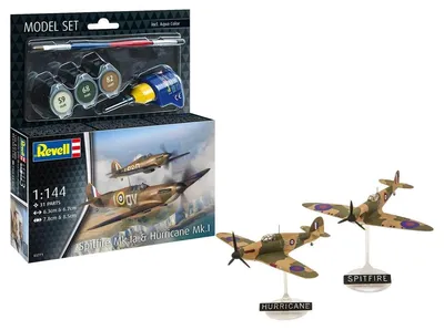 Produktbild von Revell Model Set Spitfire Mk.Ia & Hurricane Mk.I 1:144