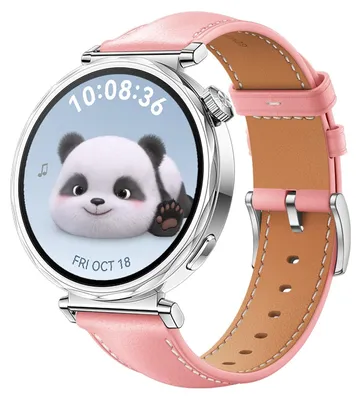 Produktbild von Für Huawei Watch GT 5 41mm Damen Leder Ersatz Armband mit silberner Schnalle Rosa
