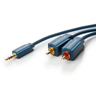 Produktbild von ClickTronic 7.5m MP3 Adapter, 3.5mm, Männlich, 2 x RCA, Männlich, 7,5 m, Blau