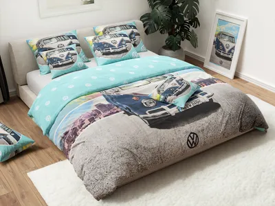 Obrázok produktu pre Detské obliečky AUTO VW modro-sivé Rozmer obliečky: 80 x 80 cm | 135 x 200 cm
