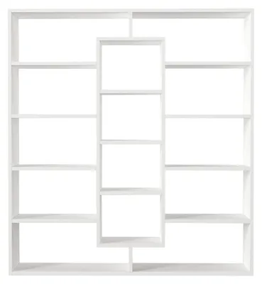 Image de Grande bibliothèque en panneau mélaminé blanc 125 x 135,7 x 22 cm