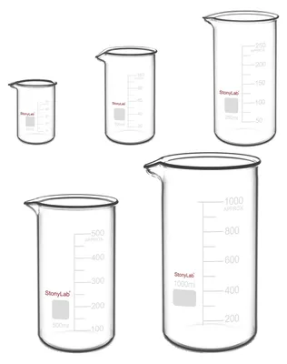 Bechergläser-Set, 5 Stück, Borosilikatglas, 50–1000 ml
