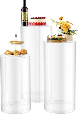 Immagine prodotto di SucceBuy Portafiori trasparenti per matrimonio, set da 3 pezzi, base cilindrica (altezza 600/700/900 mm), con coperchio in acrilico, portafiori cilindrici per celebrazioni, feste, compleanni e decorazioni