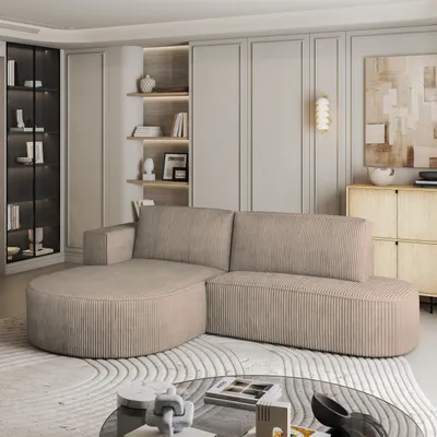 Produktbild von Masseno Ecksofa CORTIO P L-S mit Schlaffunktion L-Form, Sofa mit Bettkasten, Wohnzimmersofa, Couch, Soffa, Bettsofa, Couchgarnitur- Beige, POSO 02