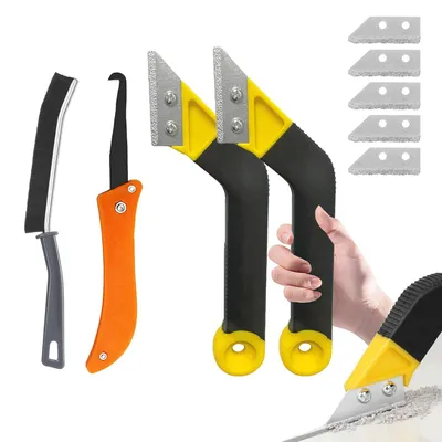 Imagen del producto de Kit para limpiar juntas de azulejos, de 9 piezas, que incluye 5 cuchillas de repuesto y un cepillo, ideal para baños y paredes