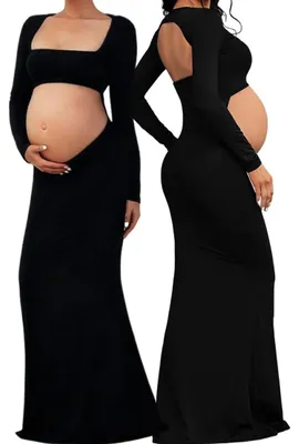 Produktbild von Eleganter Umstandskleid für Schwangerschaftsfotos mit langen Ärmeln
