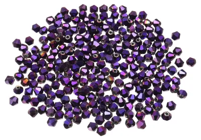 Image de Perles de verre facettées - Forme en double cône - Pour la fabrication de bijoux et travaux manuels - 250 pièces - 6 mm - Violet