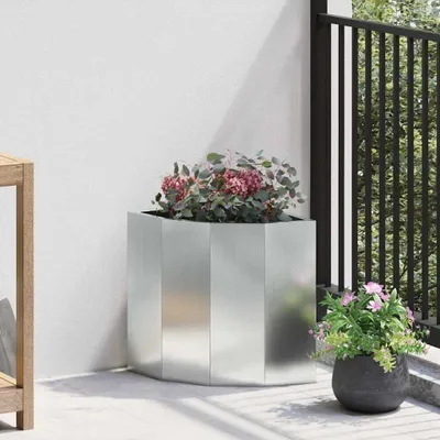 Produktbild von "Schlussverkauf" Eckpflanzer im Garten - 1 pc - Hochbeet/Gartenbeet - Silber 30x30x35 cm Verzinkter Stahl  C13639