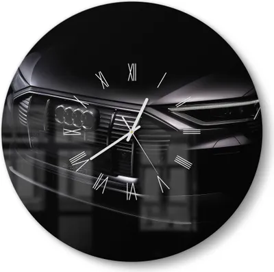 Produktbild von DEQORI Glasuhr Ø50 cm Römisch 'Audi Frontalaufnahme' Wanduhr Glas Uhr Design leise