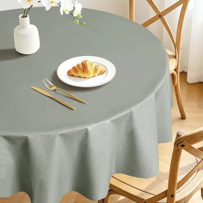 Produktbild von Runde PVC Tischdecke 120 cm Salbeigrün Fleckabweisend Wasserdicht Abwischbar