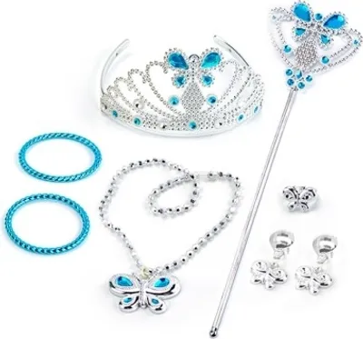 Image de Set princesse avec bracelets, couronne et boucles d'oreilles en bleu