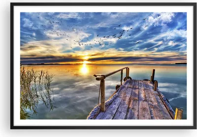 Produktbild von Gerahmtes Poster - Schwarzer Rahmen - See Brücke - 91,5x61 cm - Wand Bild - Wanddeko - Wandbilder - Kunstposter - Wandposter - Bilderrahmen - Bilder - Kunstdruck - Wandbild - P2BAA91x61-3963