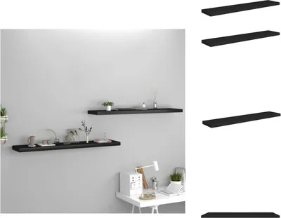 Obrázok produktu pre vidaXL Plávajúce police 2 ks čierne 120x23,5x3,8 cm MDF - Nástenné police