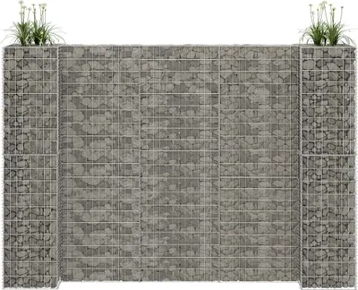 Immagine prodotto di Maison Exclusive - Vaso da fiori a gabbione a forma di H in filo d'acciaio 260x40x200 cm