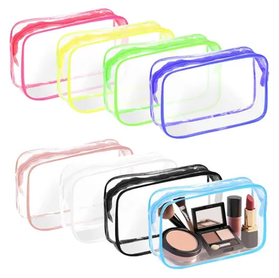 Immagine prodotto di 8 sacchetti trasparenti per cosmetici, dimensioni 18 x 11 x 6 cm, organizer in PVC
