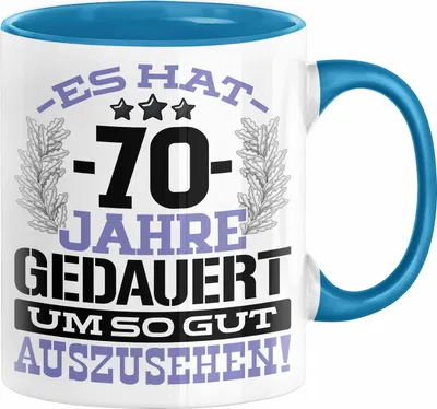 Produktbild von 70. Geburtstag Lustig Geschenk Männer Frauen Geschenkidee zum 70er Mann Frau Es Hat 70 Jahre Gedauert Um So Gut Auszusehen Mutter Vater (Blau)
