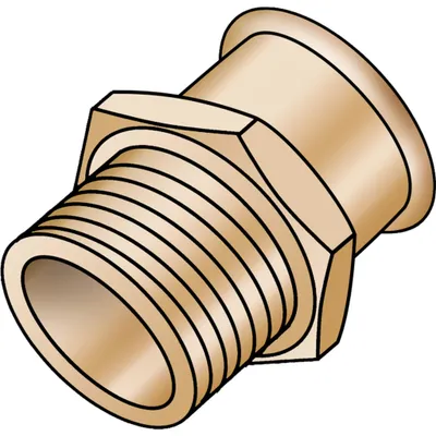 Obrázek produktu pro KE Kelit spojka pevná pro trubky PEX25, 32 mm x 1 palec, s vnitřním a vnějším závitem, mosaz, pro trubky PEX15-K, 1 kus.